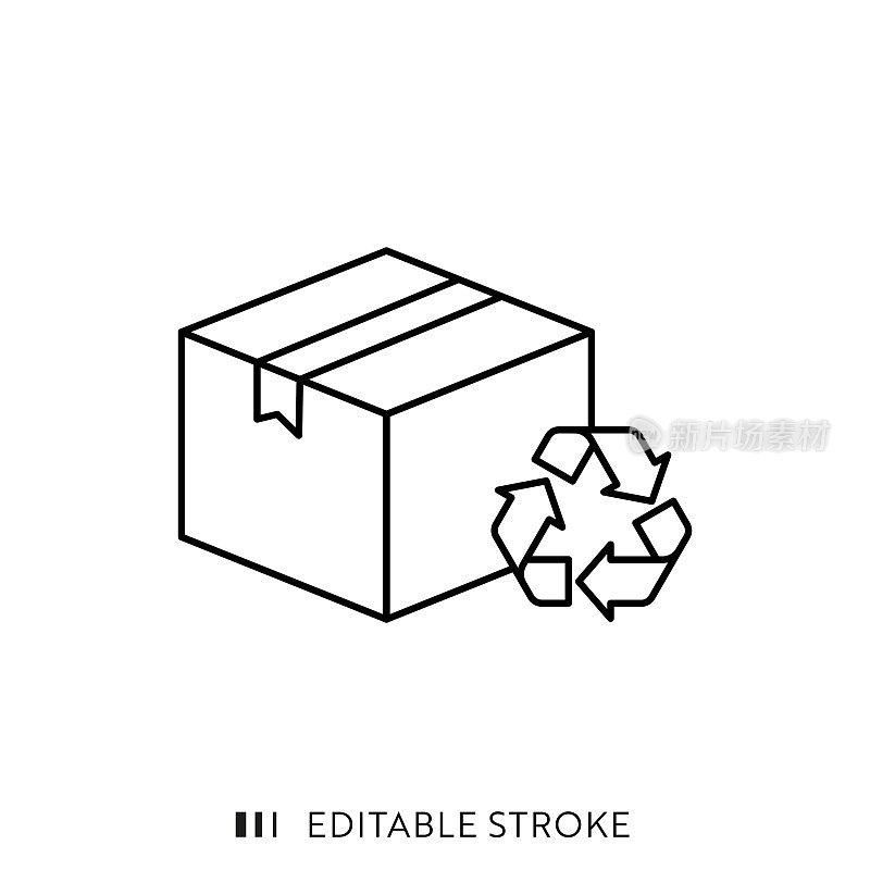 环保包装线图标设计与可编辑的笔画。适用于信息图表，网页，移动应用程序，UI, UX和GUI设计。